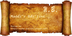 Madár Bálint névjegykártya