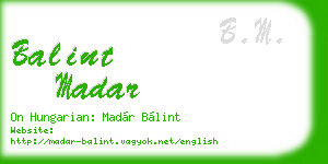 balint madar business card