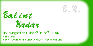 balint madar business card